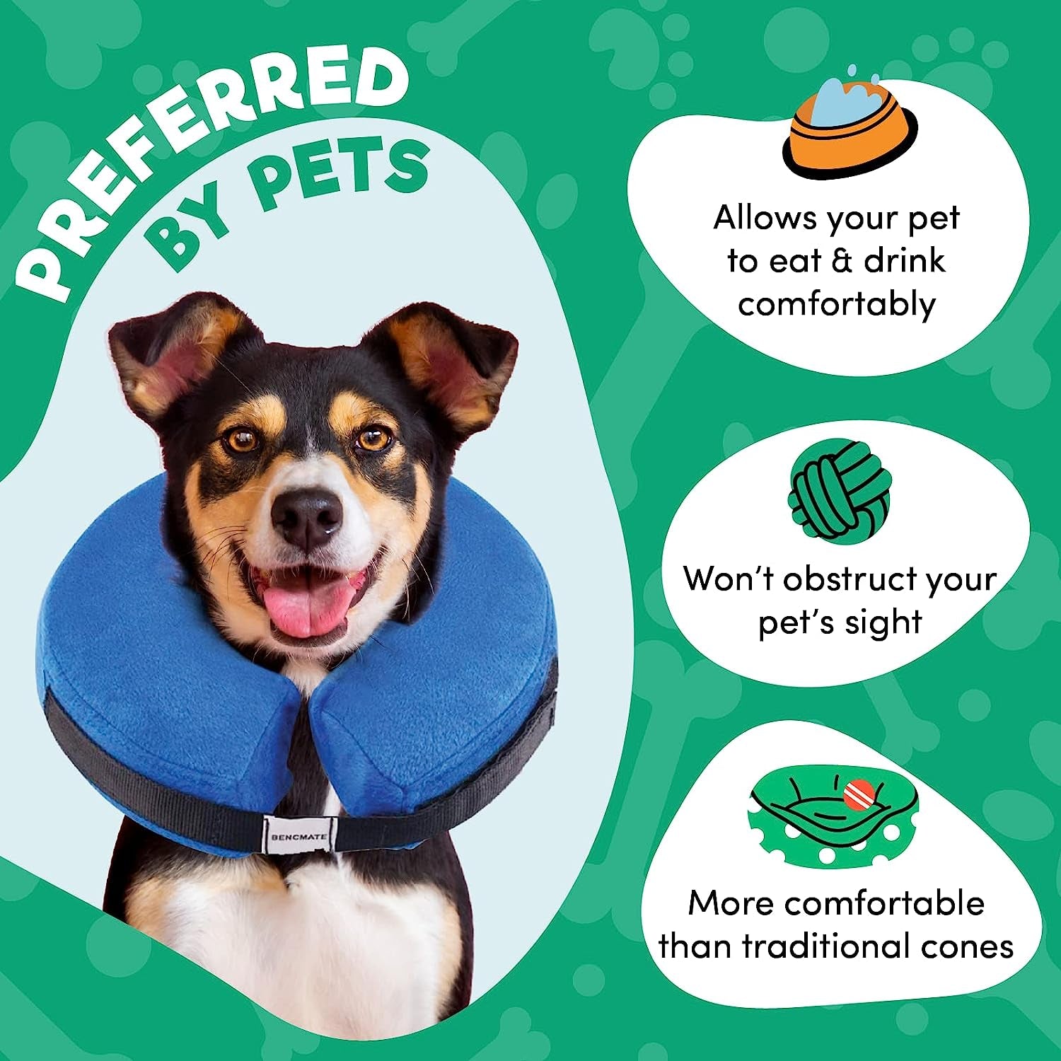 Inflatable Dog Cone Collar Alternative, Soft Dog Cone for Small Medium Large Dogs and Cats, Neck Recovery Ecollar Donut Collar after Surgery (Large, Blue)