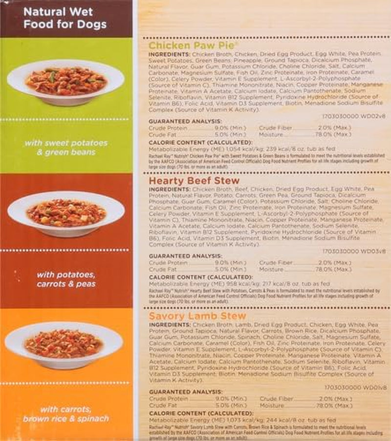 Rachael Ray  Natural Premium Wet Dog Food, Savory Favorites Variety Pack, 8 Ounce Tub (Pack of 6) (6303230800)