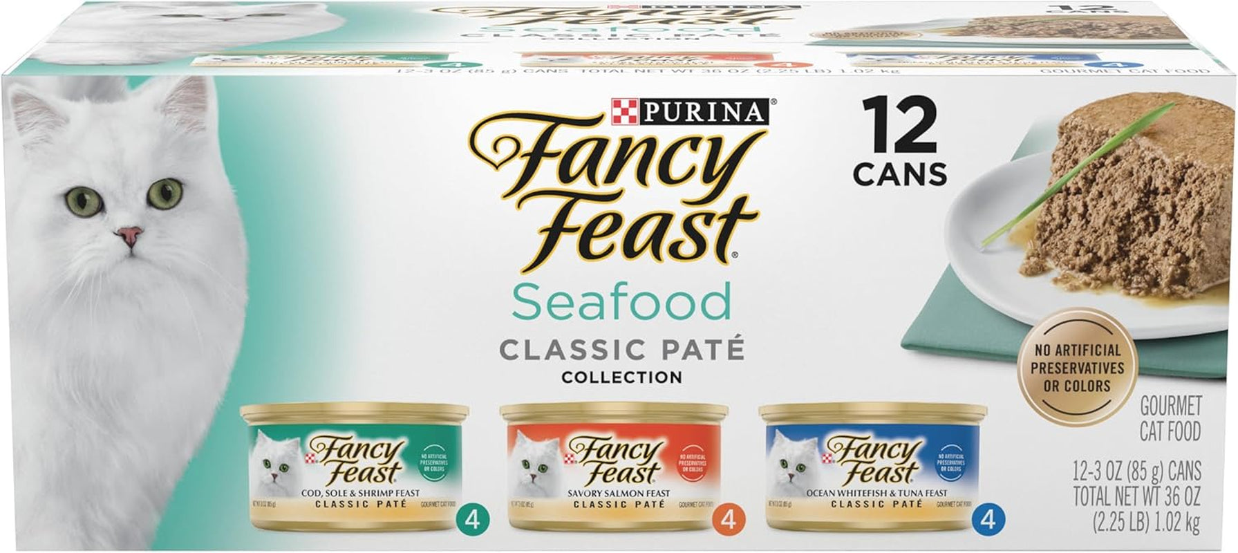 Purina  Seafood Classic Pate Collection Grain Free Wet Cat Food Variety Pack - (2 Packs of 12) 3 Oz. Cans