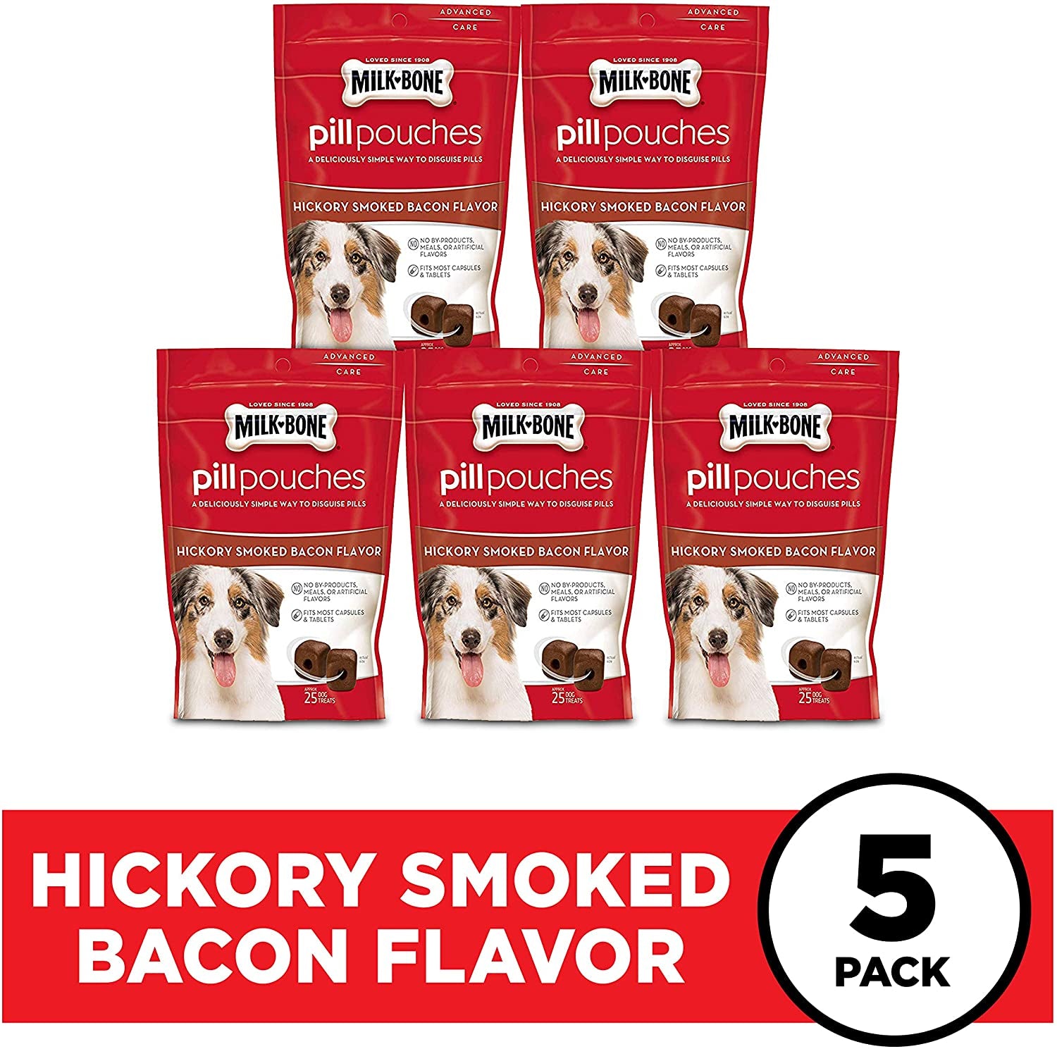 Pill Pouches Dog Treats, Hickory Smoked Bacon Flavor, 6 Ounce (Pack of 5)