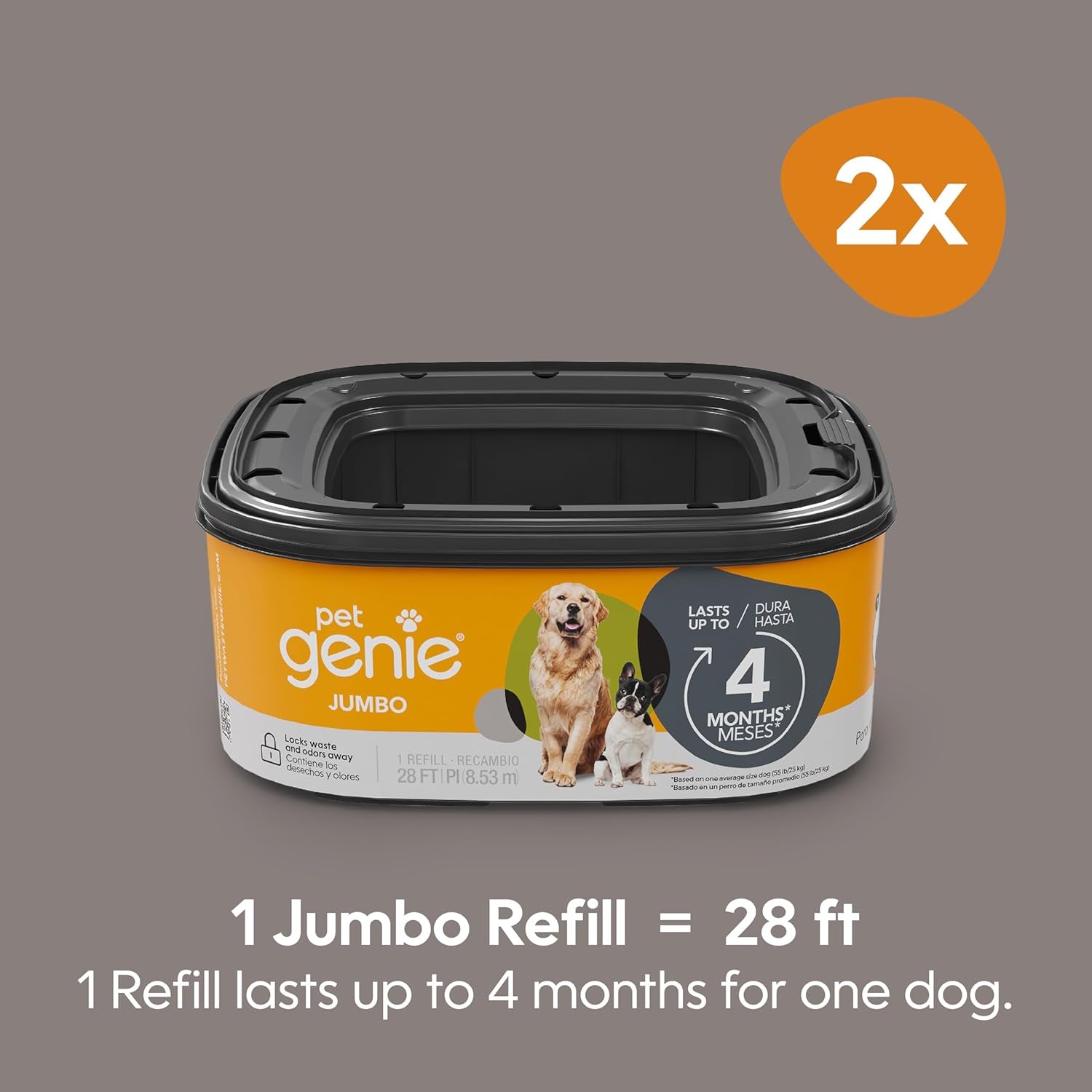 Refill Bags | Jumbo 2-Pack, 56 Total Ft | up to 8 Months of Supply in 2 Cartridges | Ultimate Odor Control Dog Poop Bags