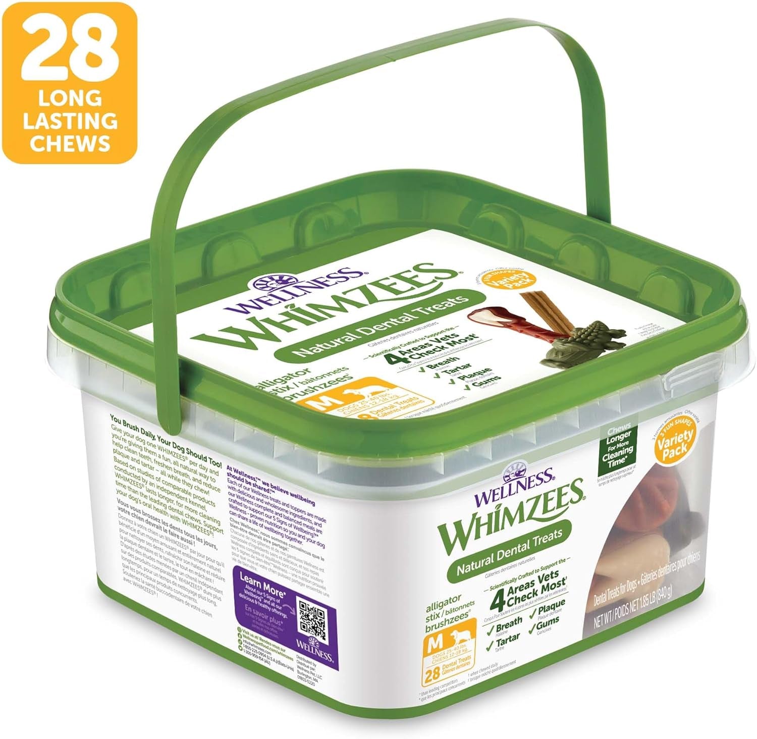 Wellness Variety Pack Dog Dental Treats, Natural Chews, Medium Size, (28 Count)