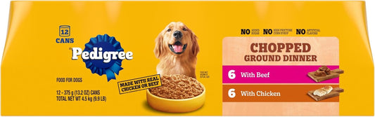 Chopped Ground Dinner Wet Dog Food Chicken & Beef Variety Pack, 13.2 Oz. Cans (12 Count, Pack of 1)