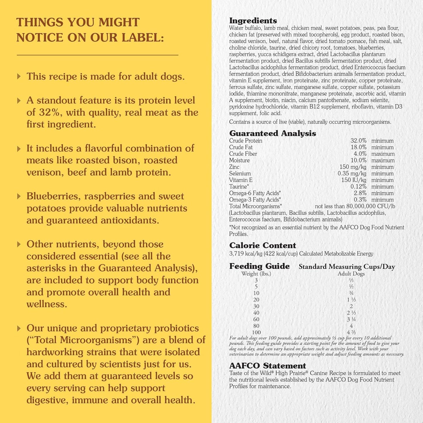 High Prairie Canine Grain-Free Recipe with Roasted Bison and Roasted Venison Adult Dry Dog Food, Made with High Protein from Real Meat and Guaranteed Nutrients and Probiotics 14Lb