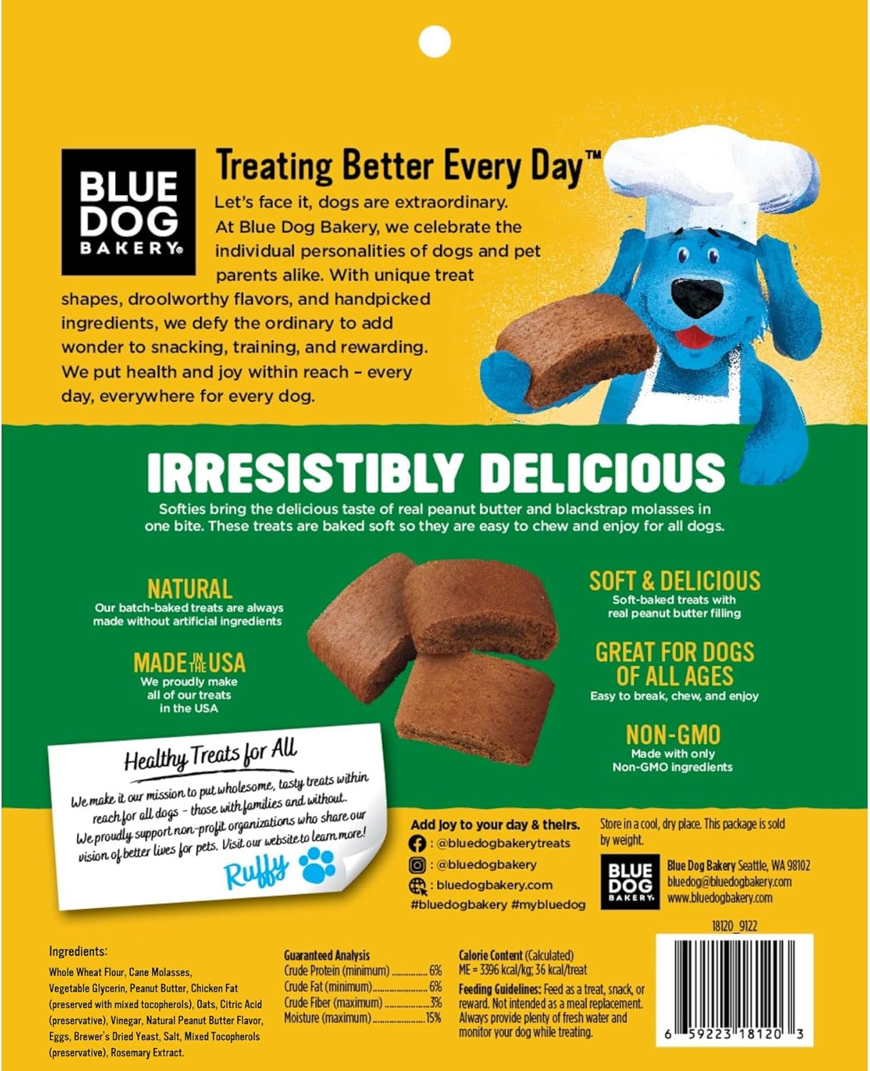 Natural Dog Treats, Softies, Peanut Butter Flavor, 16.2Oz Bag, 1 Bag