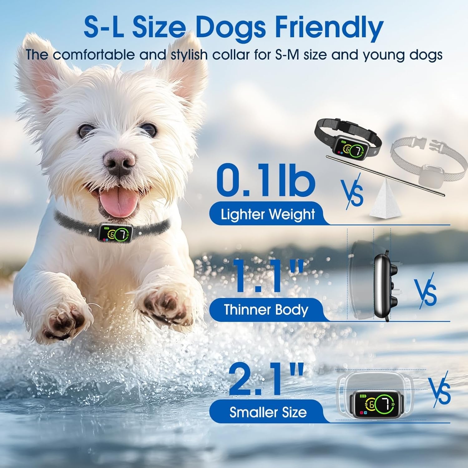 Dog Bark Collar, Smart Bark Collar for Small Dogs 5-15Lbs Medium Large Dogs, Effective AI Barking Collar with Adjustable Beep Vibration Modes & 7 Sensitivity, Automatic anti Barking Device for Dog