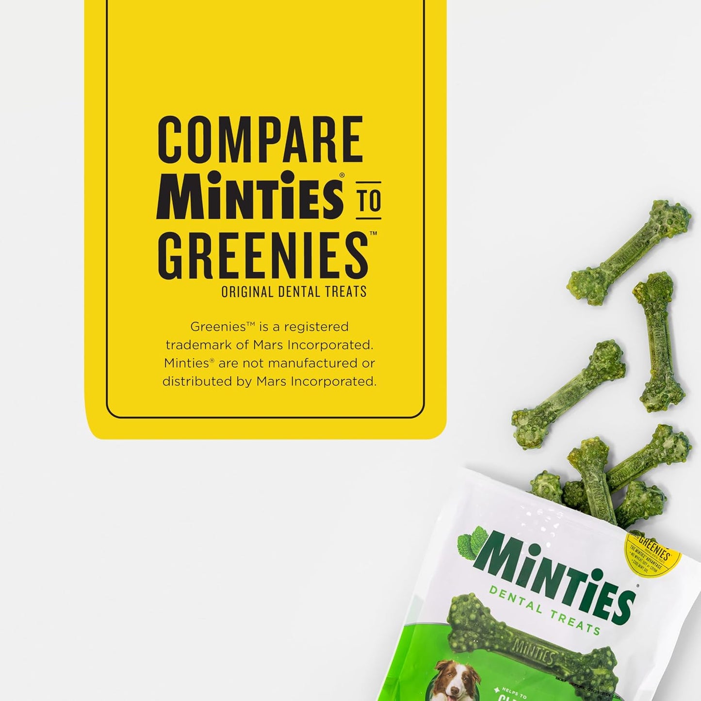 Dental Chews for Dogs, 60 Count, Vet-Recommended Mint-Flavored Treats for Medium Dogs 25-50 Lbs, Bones Clean Teeth, Fight Bad Breath, and Removes Plaque and Tartar