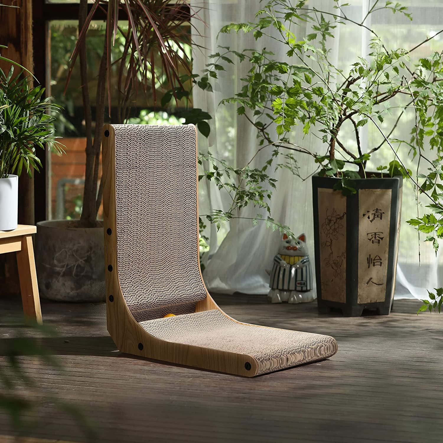 Cat Scratcher, 18.7 Inch L Shape Cat Scratch Pad Wall Mounted, Cat Scratching Cardboard with Ball Toy for Indoor Cats