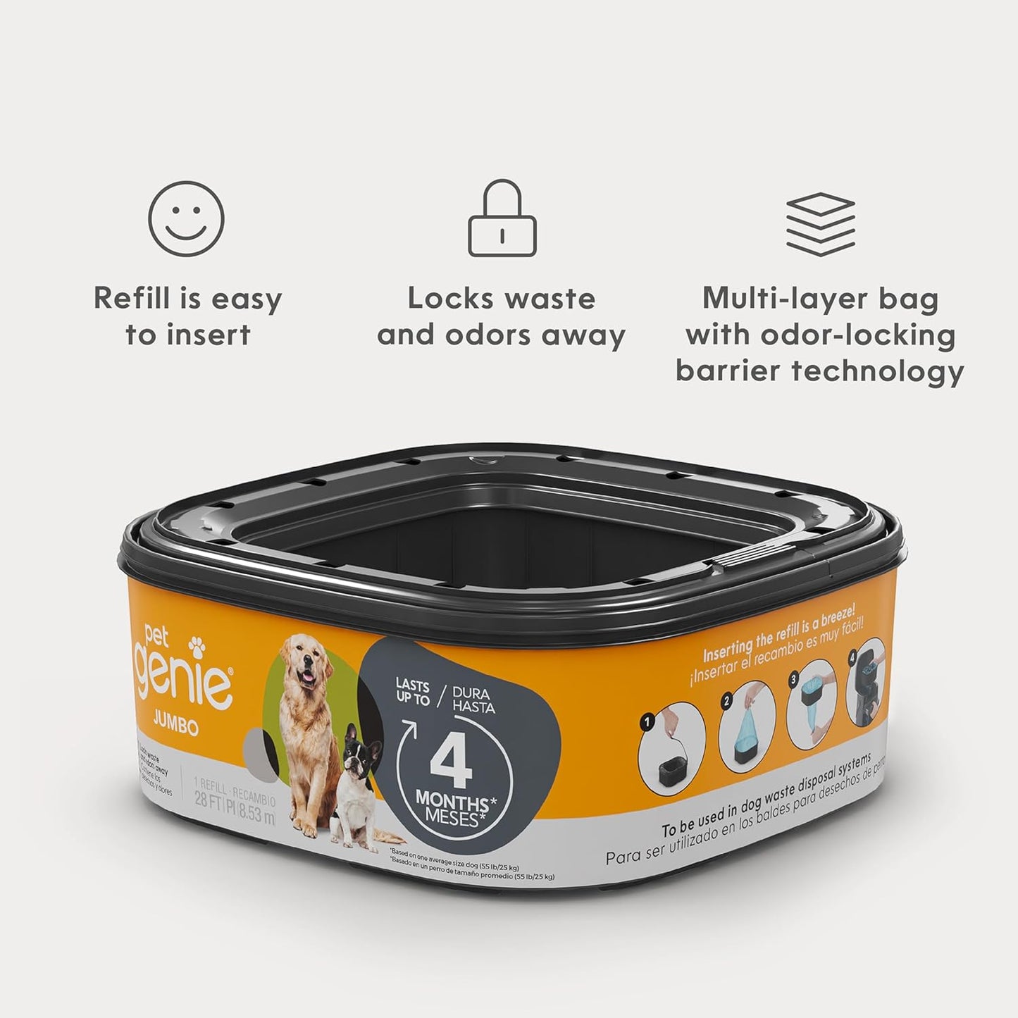 Refill Bags | Jumbo 2-Pack, 56 Total Ft | up to 8 Months of Supply in 2 Cartridges | Ultimate Odor Control Dog Poop Bags