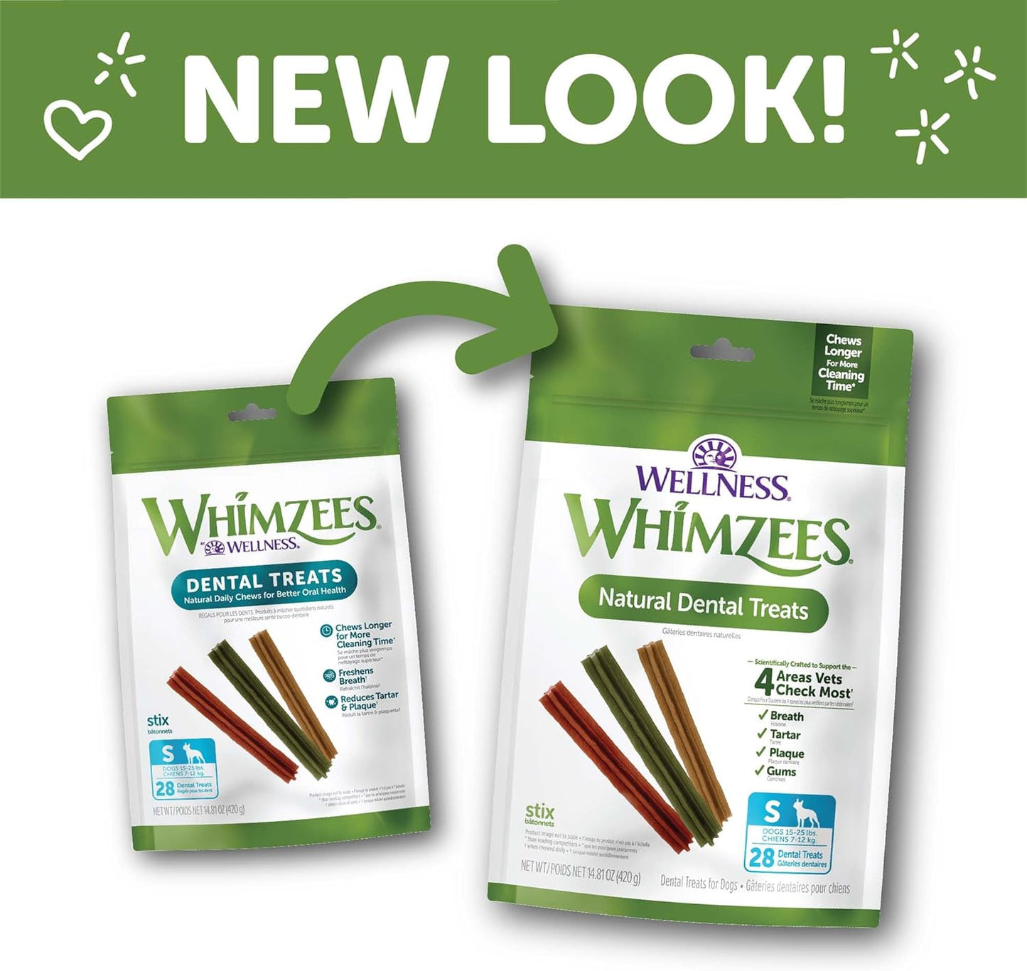 Wellness Stix Dog Dental Treats, Natural Chews, Small Size Stick, (28 Count)
