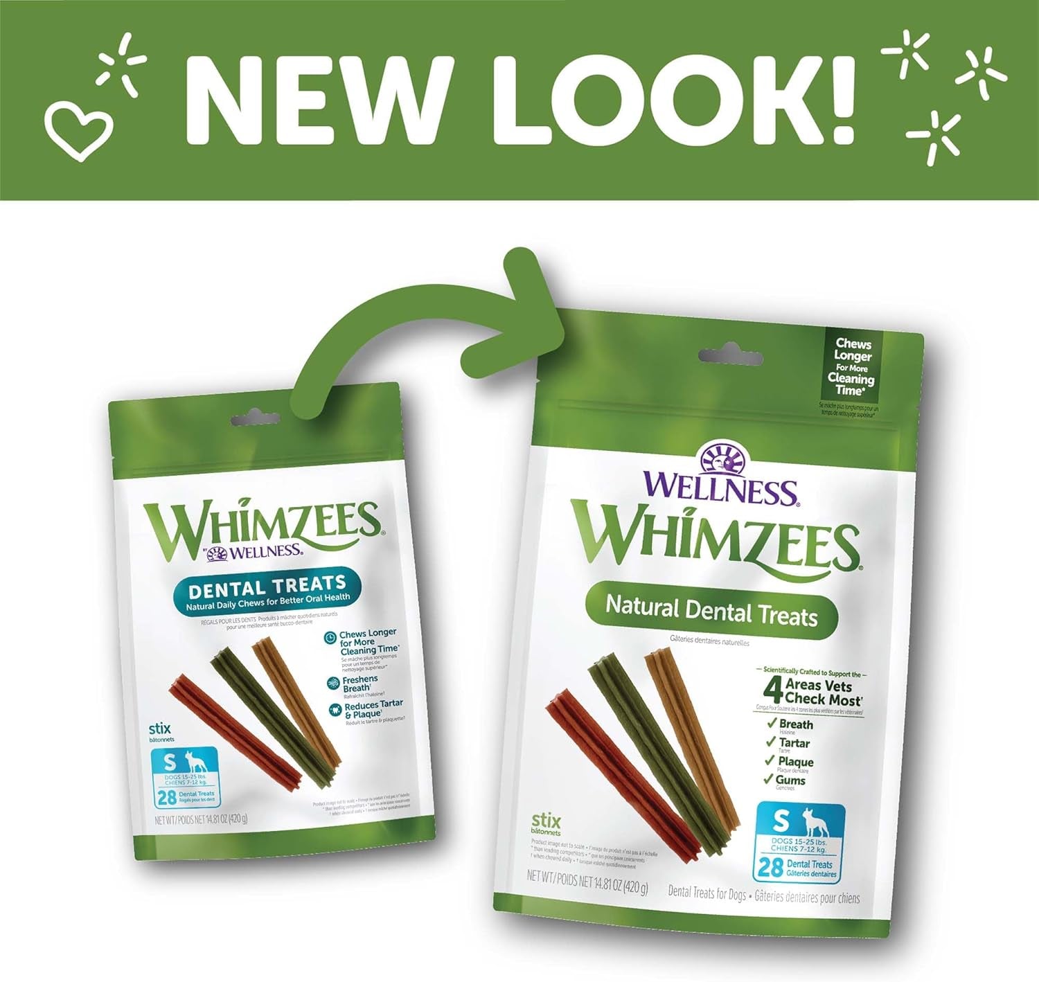 Wellness Stix Dog Dental Treats, Natural Chews, Small Size Stick, (28 Count)