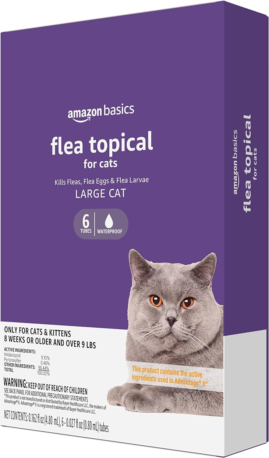Topical Flea Treatment for Large Cats (Over 9 Pounds), 6 Count (Previously Solimo