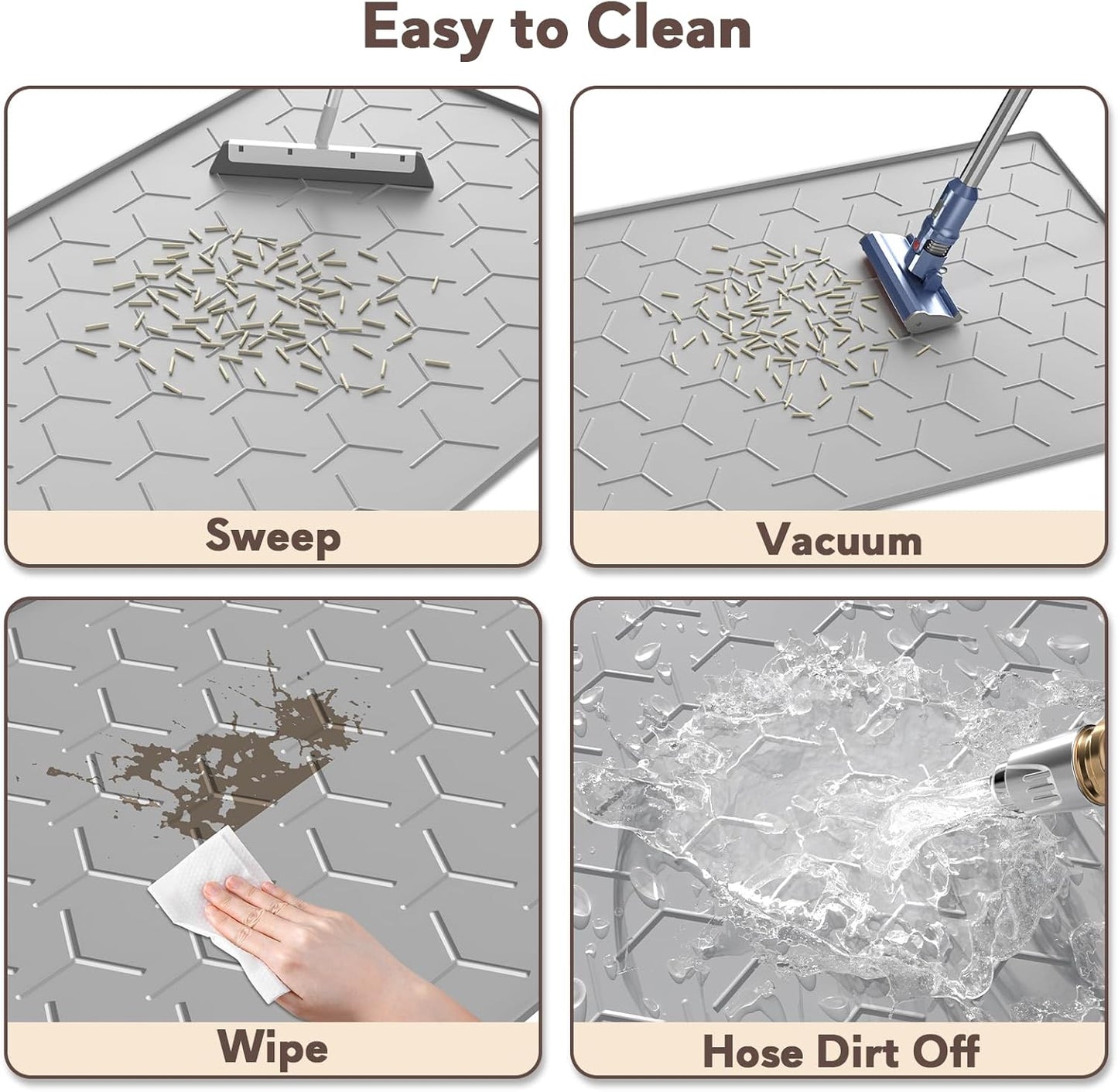 Cat Mat for Litter Box, Large 34" X 22" Cat Litter Mat, Waterproof Silicone Pad for Floor, Gray