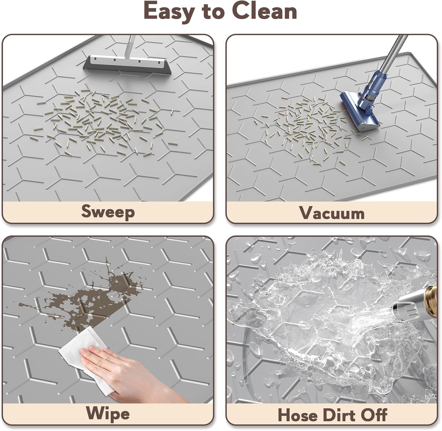 Cat Mat for Litter Box, Large 34" X 22" Cat Litter Mat, Waterproof Silicone Pad for Floor, Gray