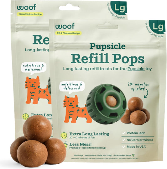 Pupsicle Refill Pops, Delicious Long Lasting Dog Treats, Pre-Made Pupsicle Refills for Dogs, Wholesome Ingredients, Low-Mess Chicken Pet Treats - Large Pops - 7 Count - 2 Pack