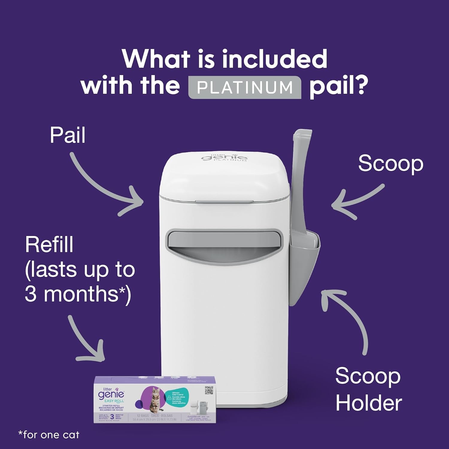 Platinum Pail Made of Durable Stainless Steel Includes 1 Easy Roll Refill