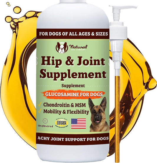 Liquid Glucosamine Hip & Joint Oil for Dogs, 16 Oz, Extra Strength Cartilage & Joint Support, Helps Mobility and Eases Occasional Stiffness, Dog Vitamins & Supplements