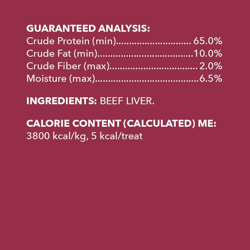 Amazon Brand -  Freeze-Dried Raw Single Ingredient Dog Treats, Beef Liver, High Protein, Health Training Treats or Meal Topper for All Dogs, Grain-Free, 3.3 Ounce (Pack of 1)