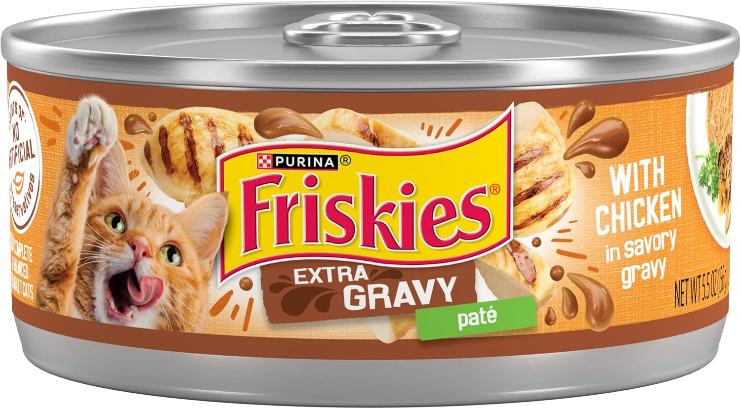 Wet Cat Food Extra Gravy Pate with Chicken, Savory Canned Cat Pate - (Pack of 24) 5.5 Oz Cans