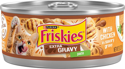 Wet Cat Food Extra Gravy Pate with Chicken, Savory Canned Cat Pate - (Pack of 24) 5.5 Oz Cans