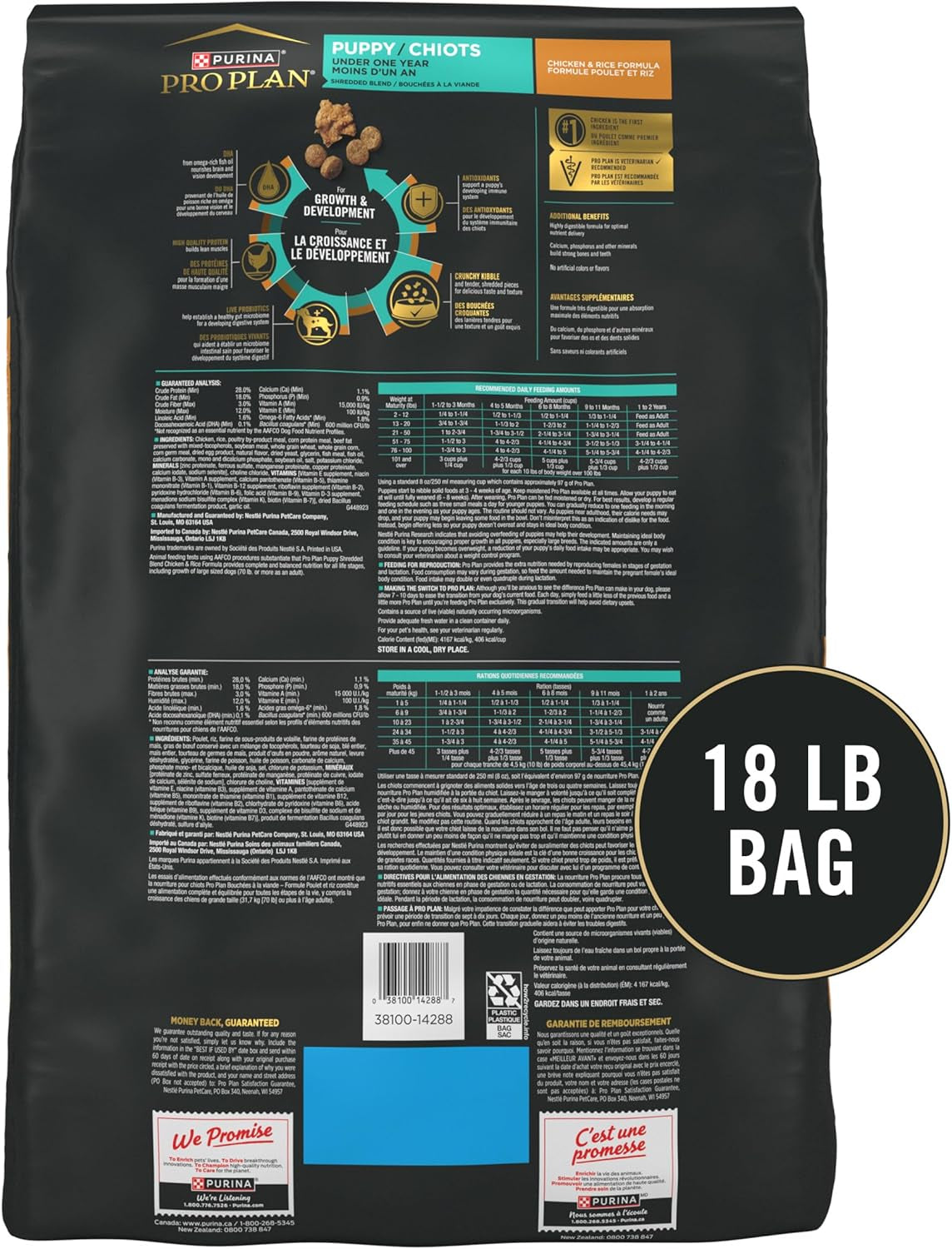 High Protein Puppy Food Shredded Blend Chicken & Rice Formula - 18 Lb. Bag