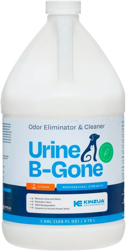 Urine B-Gone, Professional Enzyme Odor Eliminator & Pet Stain Remover, Human, Cat & Dog Urine Cleaner, Effective on Laundry, Carpets & More, Citrus Scent, 1 Gallon