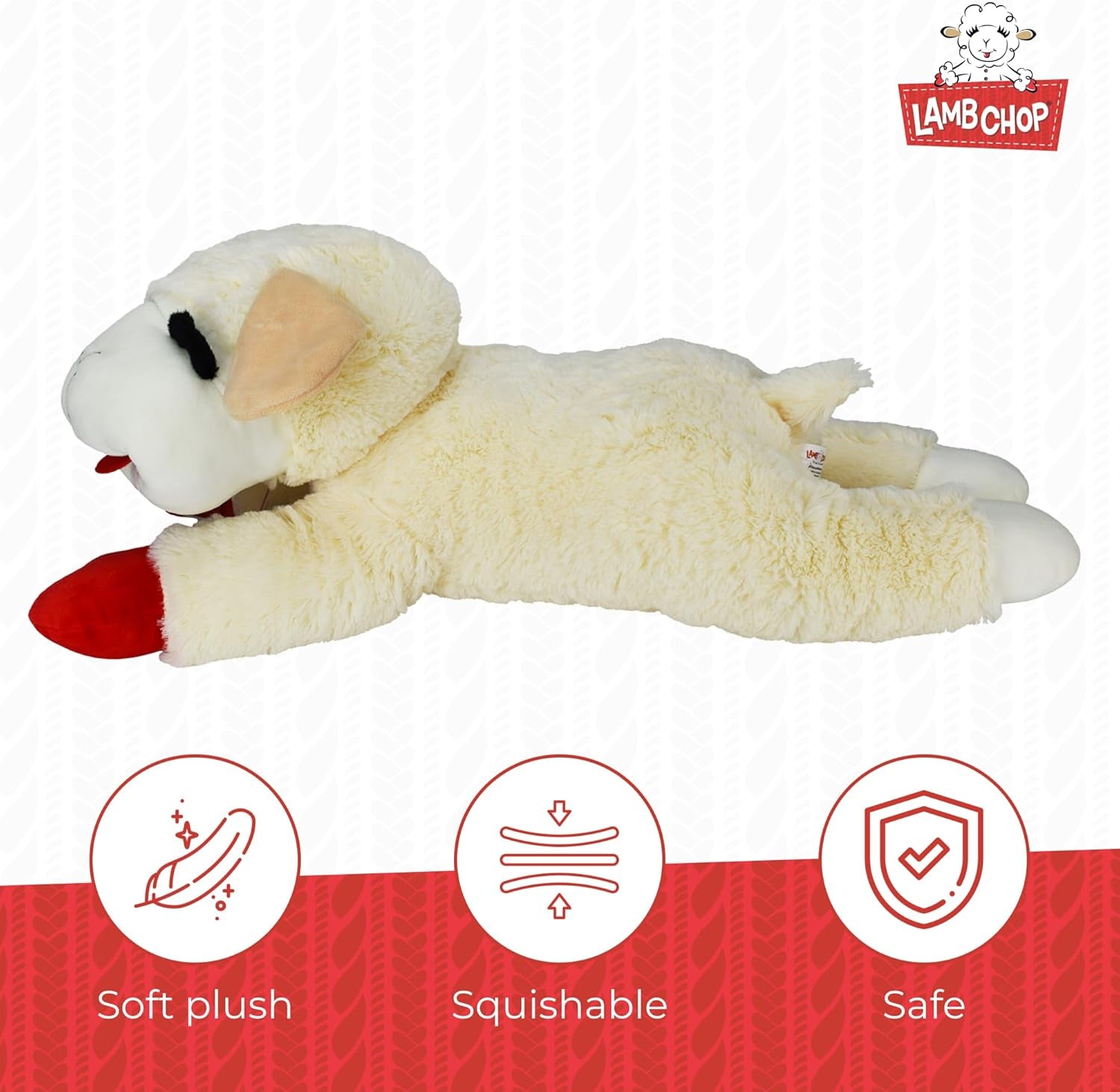 Lamb Chop Dog Plush Toy - Squeaky Toy for All Dogs - Extra Soft Plush - Stuffed Animal Dog Toy for Cuddling & Playing - Jumbo Pet Toy (24", Cream)