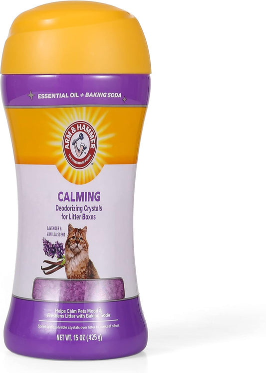 Cat Crystal Deodorizer for Kitty Litter Box - Calming Lavender & Vanilla Scented Cat Litter Smell Eliminator - Crystal Odor Control for Cats Mess Cleanup - Pet Home Supplies, 15 Oz
