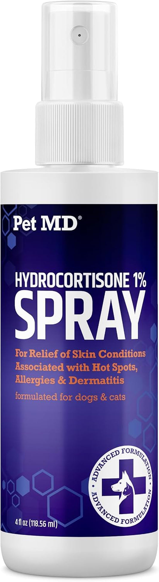 Hydrocortisone Spray for Dogs, Cats, Horses - Itch Relief Spray & Hot Spot Treatment for Dogs, Irritated Dry Itchy Skin, Allergies, and Dermatitis - Reduces Topical Inflammation - 4 Oz
