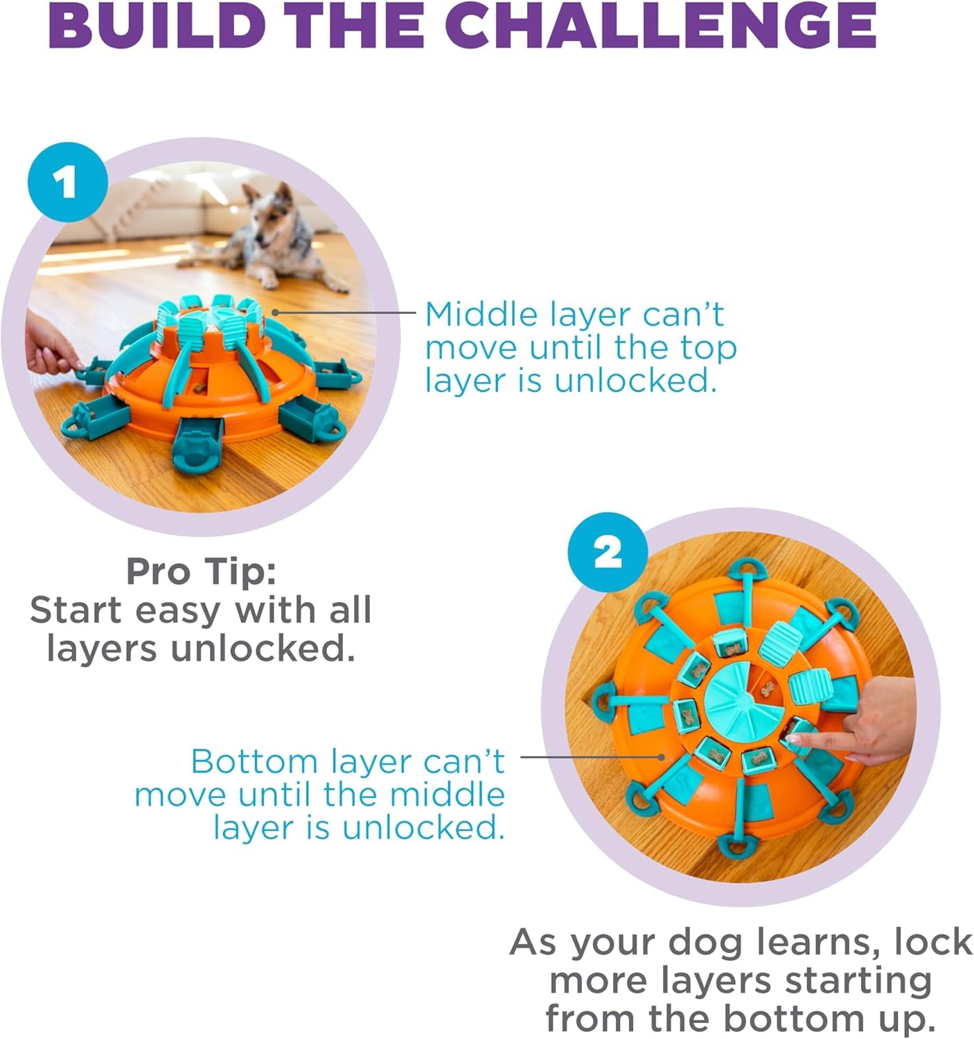 by Nina Ottosson Tower of Treats Level 4 Expert Dog Treat Puzzle for Enrichment, Orange