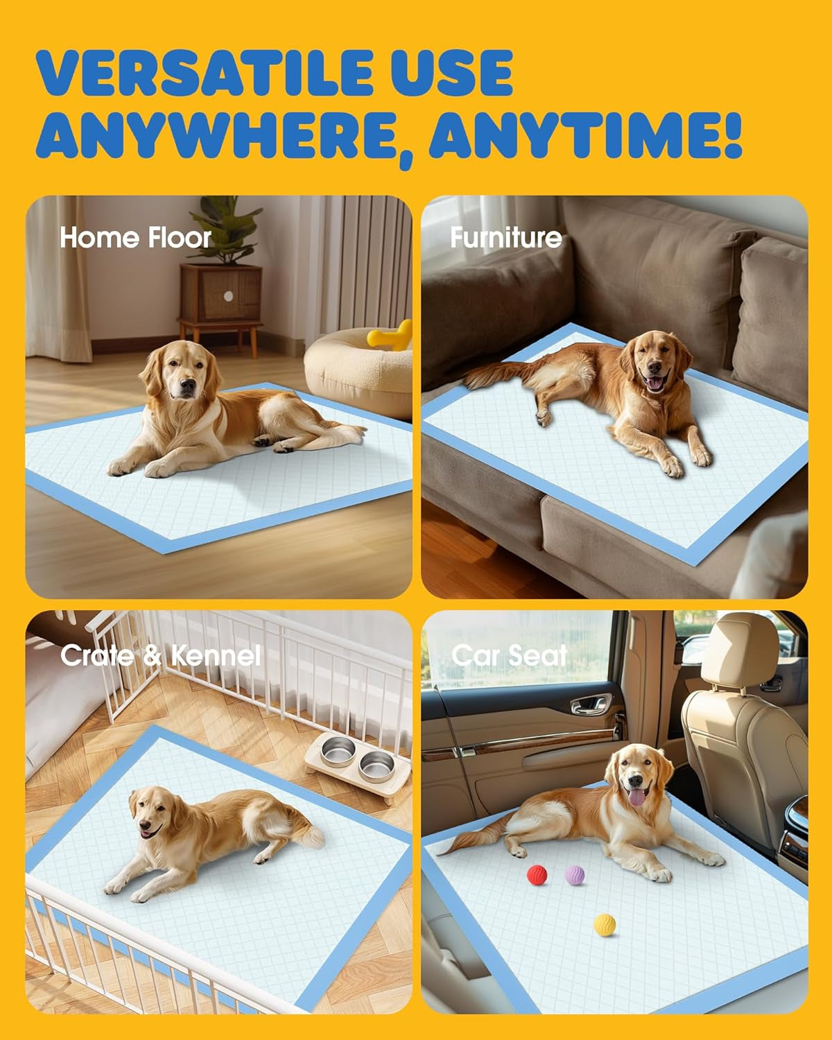 50-Pack X-Larg Puppy Pads - 34" X 28" Extra Large Pee Pads for Dogs with 6-Layer Leakproof Protection, Quick-Dry and Disposable Dog Pads with High Absorbency for Easy Potty Training