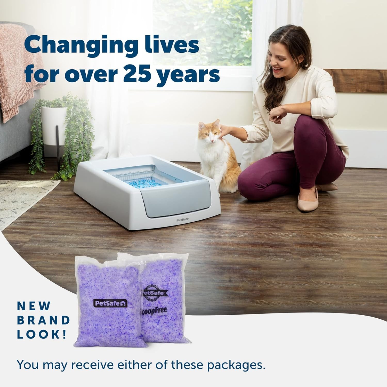 Scoopfree Premium Crystal Cat Litter - Outperforms Clay Litter - Less Tracking, Dust for a Fresh Home - Non-Clumping - Two 4.3 Lb Bags of Litter (8.6 Lb Total) - Lavender