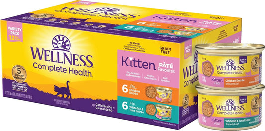 Complete Health Pate Kitten Wet Cat Food, Natural, Protein-Rich, Grain Free, 3 Ounce, 12 Pack, (Whitefish & Chicken Variety Pack)