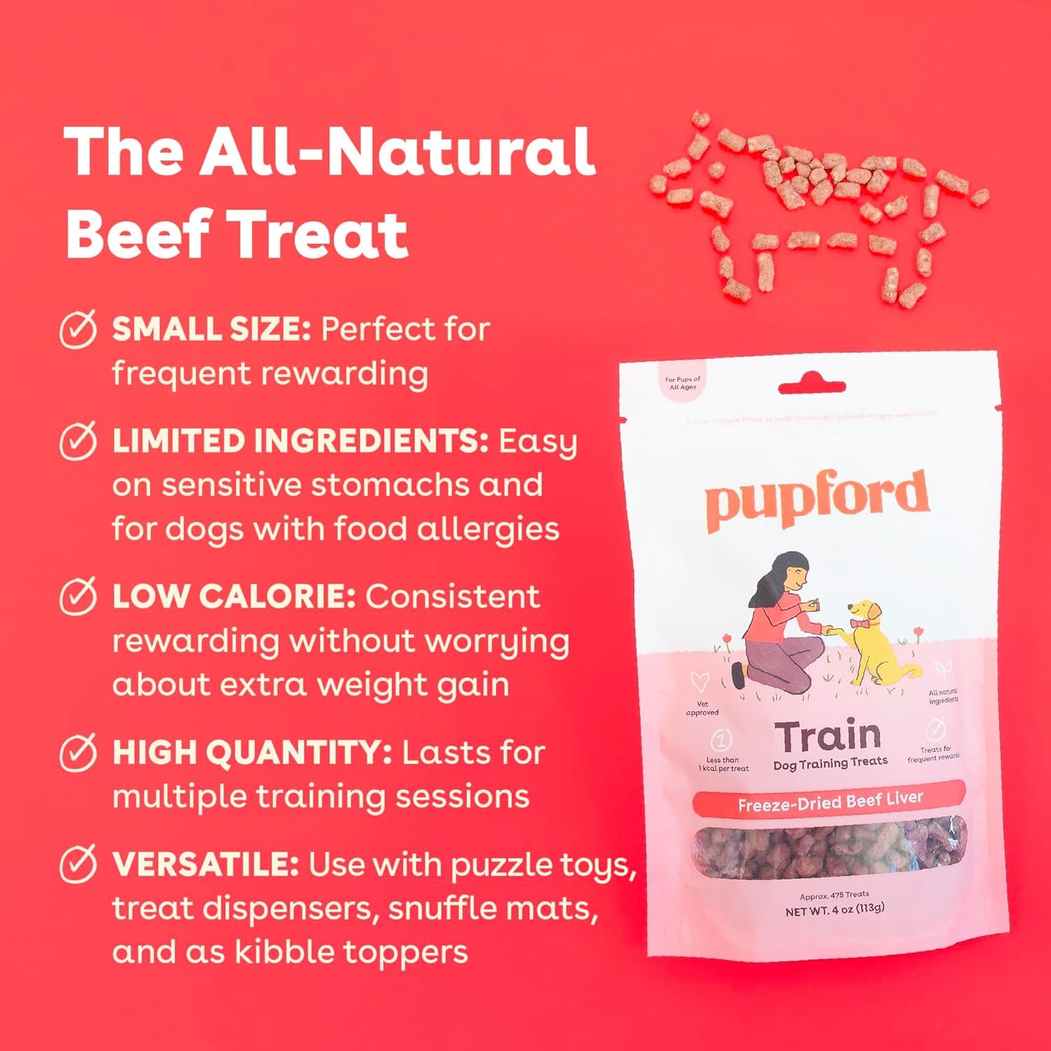Freeze Dried Training Treats for Dogs & Puppies, 1400+ Three Ingredient Bites (Beef Liver, 4 Oz, 3 Pack)