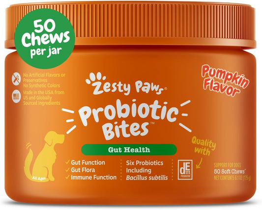 Probiotics for Dogs, Digestive Enzymes Gut Flora, Digestive Health, Diarrhea & Bowel Support, DE111, Dog Probiotics Soft Chew for Pet Immune System, Chicken, 90 Ct