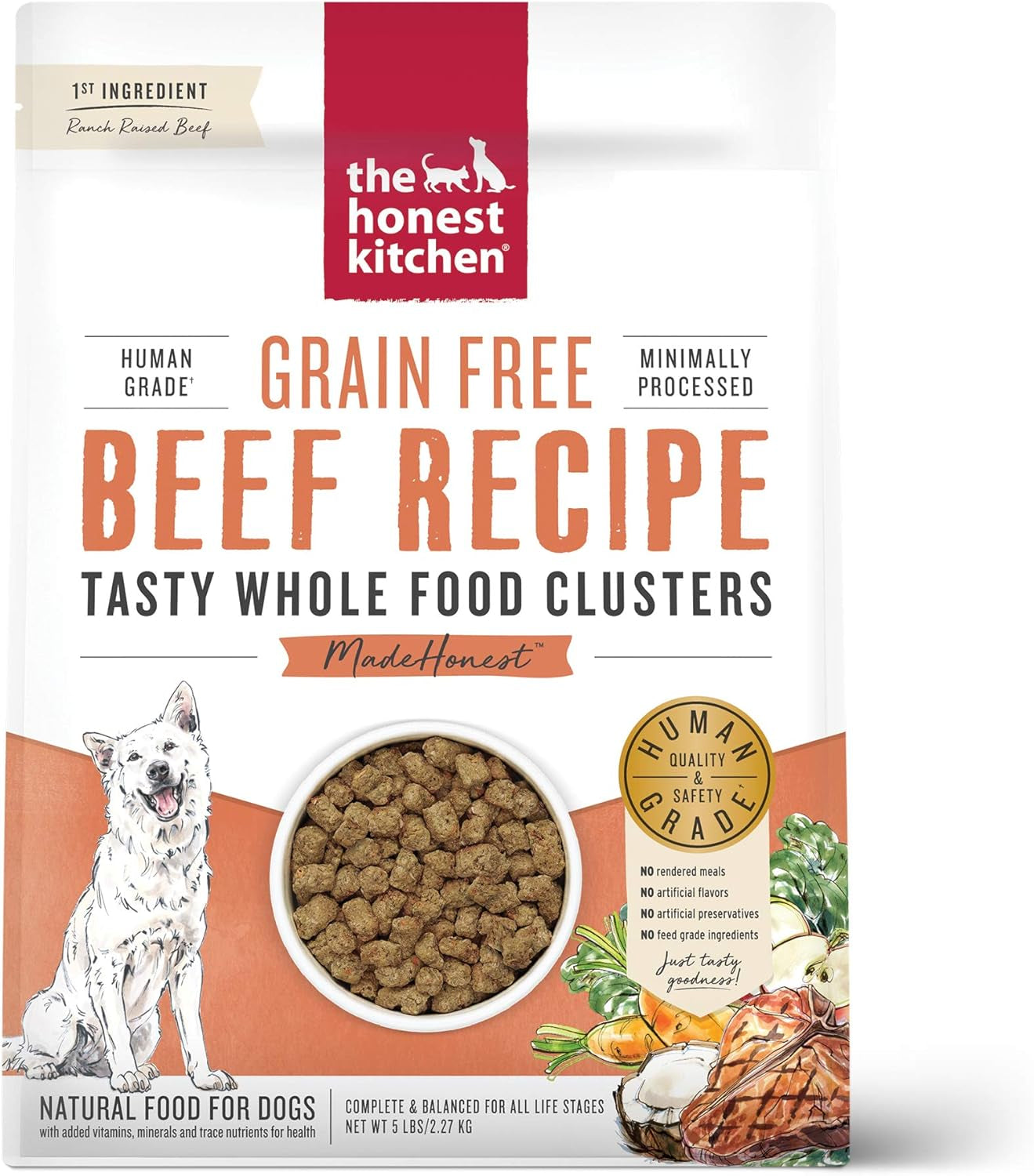 Whole Food Clusters Grain Free Beef Dry Dog Food, 5 Lb Bag