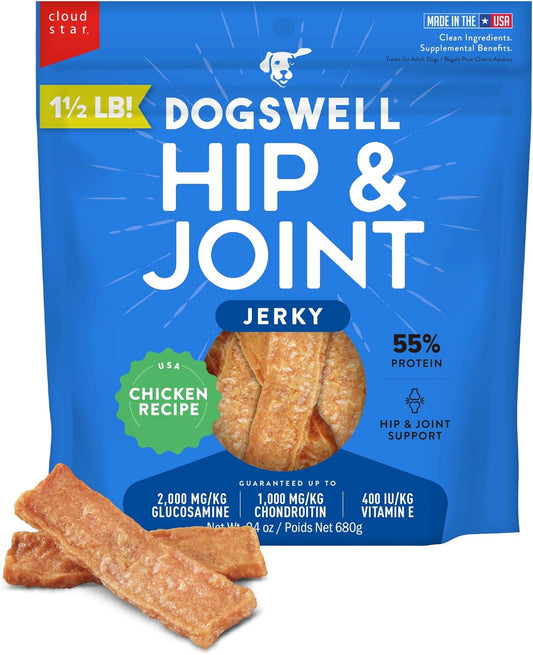 Jerky Hip and Joint Dog Treats Grain Free Made in USA Only, Glucosamine and Chondroitin, 24 Oz Chicken