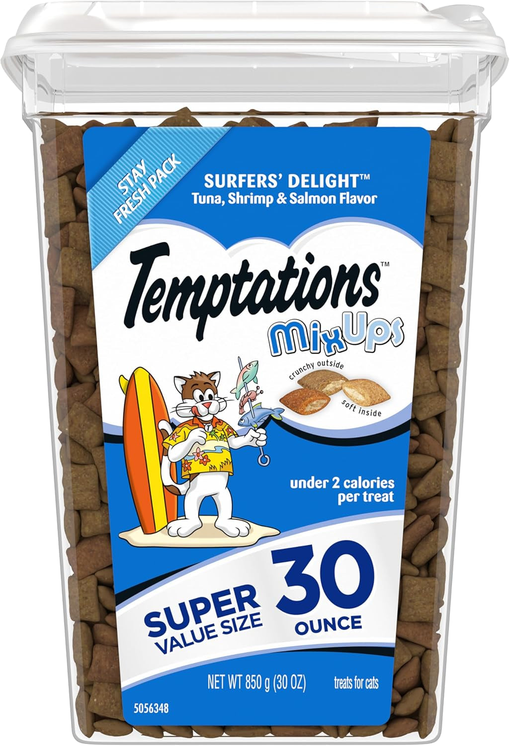 Mixups Surfer'S Delight Flavor Crunchy and Soft Cat Treats, 30 Oz. Tub
