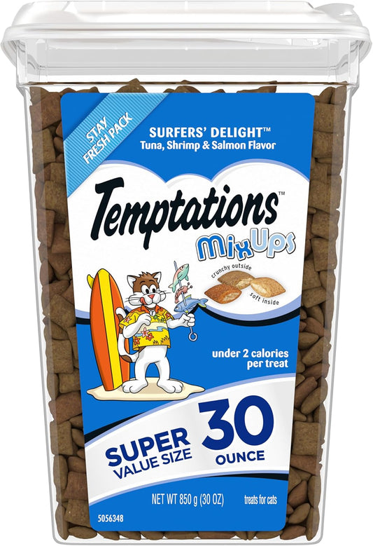 Mixups Surfer'S Delight Flavor Crunchy and Soft Cat Treats, 30 Oz. Tub