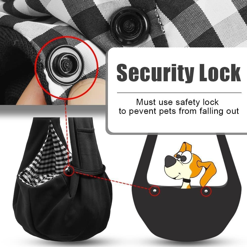 Small Dog Sling Carrier - Classic Pocket & Classic Strap - for 3-10 Lbs Pets(Black)