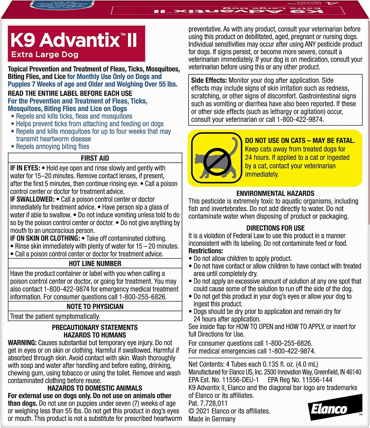 II XL Dog Vet-Recommended Flea, Tick & Mosquito Treatment & Prevention | Dogs over 55 Lbs. | 4-Mo Supply