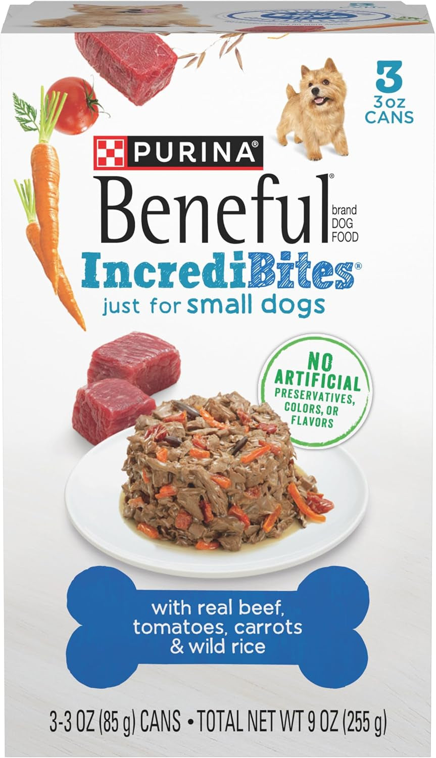 Purina  Small Breed Wet Dog Food with Gravy, Incredibites with Real Beef - (8 Packs of 3) 3 Oz. Cans