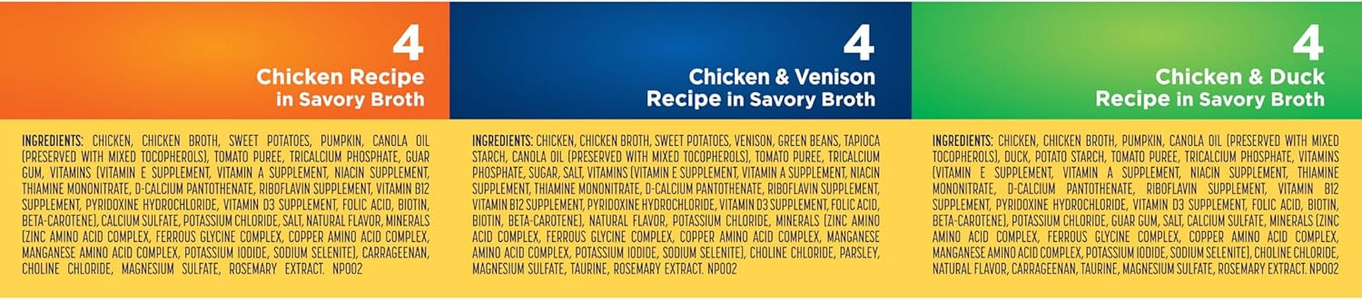 Nature’S Recipe Grain Free Chicken Recipe, Chicken & Venison Recipe and Chicken & Duck Recipe in Savory Broth Variety Pack Wet Dog Food, 12-2.75 Oz. Cups, 2 Count