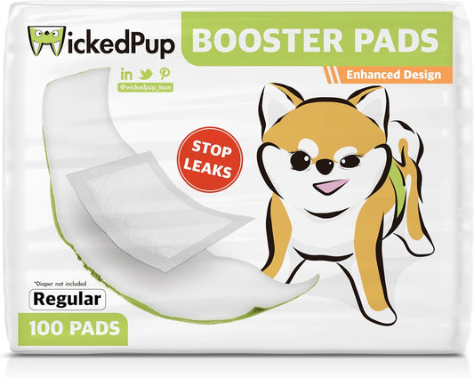Dog Diaper Liners Booster Pads for Male and Female Dogs, 100Ct | Disposable Diaper Inserts Fit Most Reusable Pet Belly Bands, Wraps, and Washable Period Panties