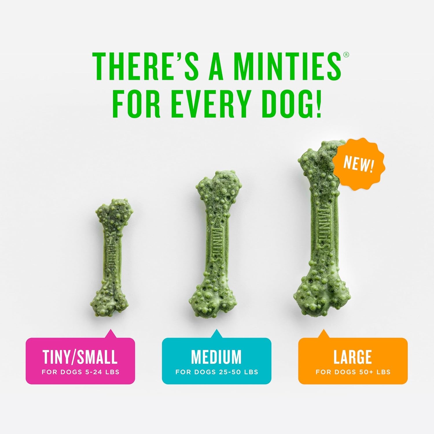 Dental Chews for Dogs, 60 Count, Vet-Recommended Mint-Flavored Treats for Medium Dogs 25-50 Lbs, Bones Clean Teeth, Fight Bad Breath, and Removes Plaque and Tartar