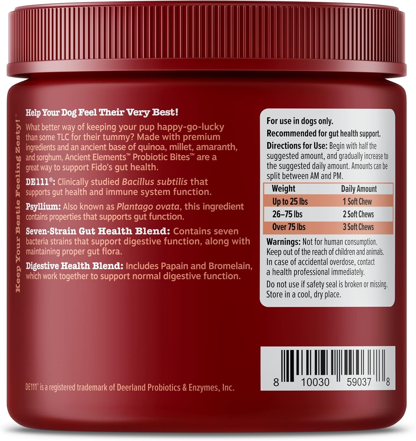 Probiotics for Dogs, Digestive Enzymes Gut Flora, Digestive Health, Diarrhea & Bowel Support, DE111, Dog Probiotics Soft Chew for Pet Immune System, Chicken, 90 Ct