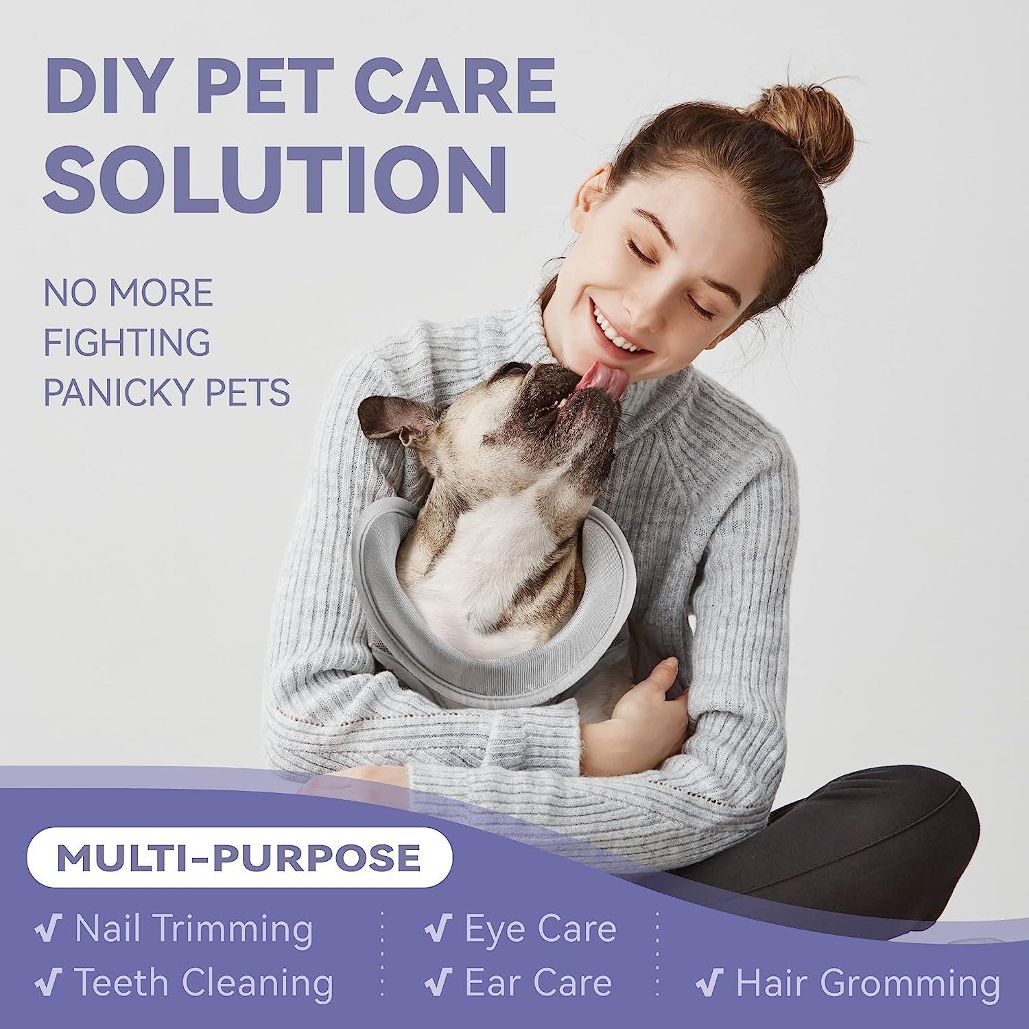 Dog Grooming Hammock Harness for Dogs & Cats with Pet Nail Clipper Trimmer - Cat Hanger Sling for Trimming Clipping Nails- Dog Hammock Restraint Bag for Small Medium Large Pet （ Grey S ）