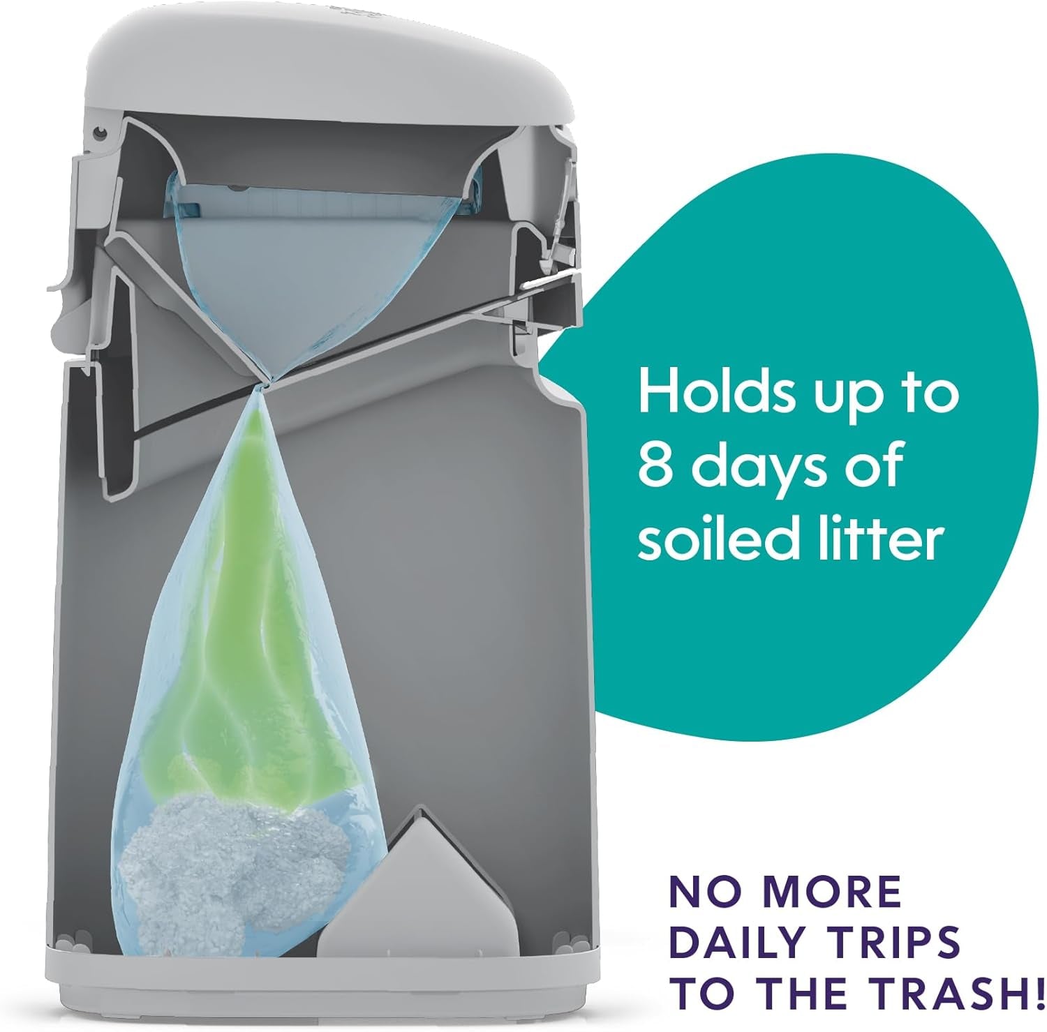 Easy Roll Pail | Cat Litter Box Waste Disposal System for Odor Control | Includes 1 Continuous Refill Bag