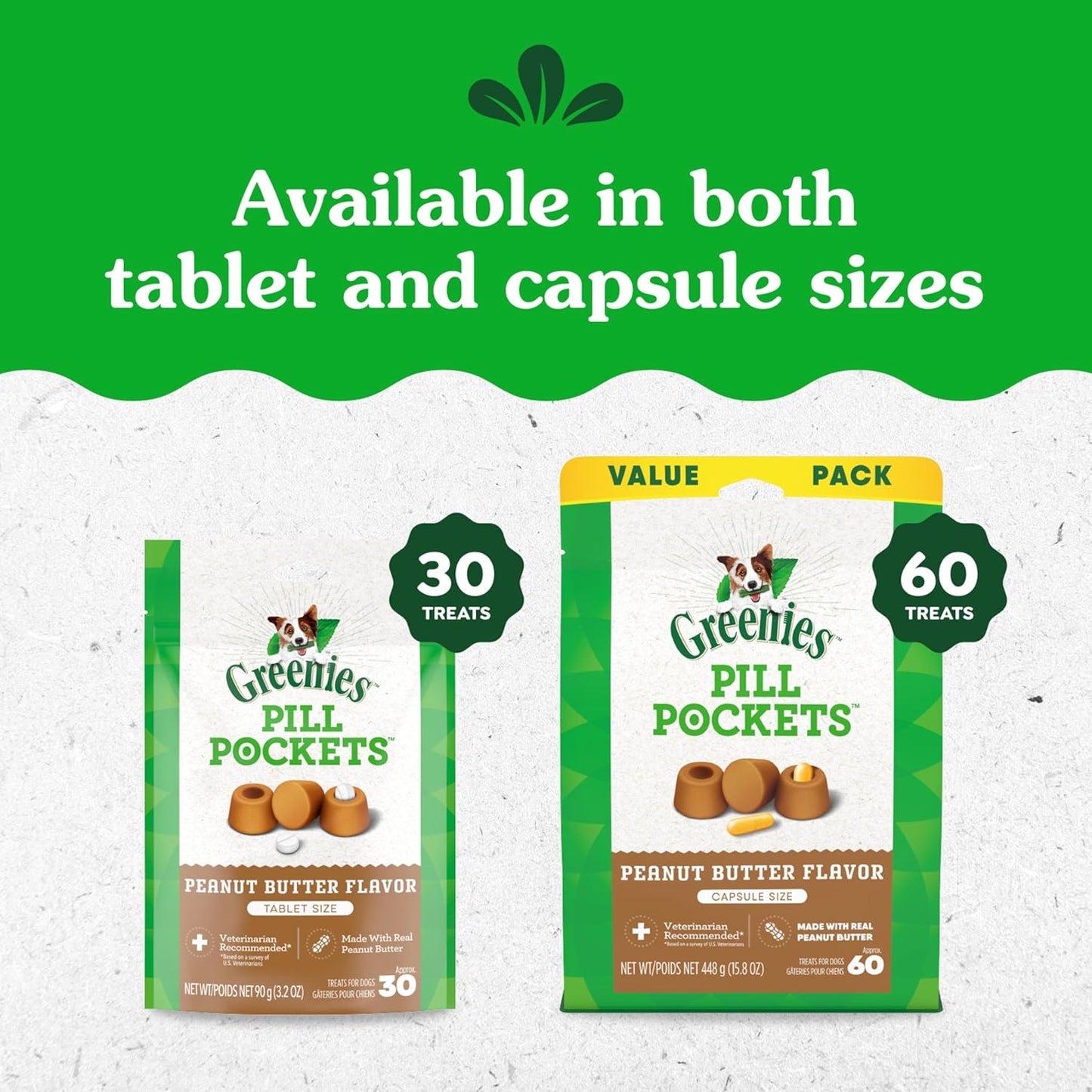 Pill Pockets for Dogs Small Size, Soft Dog Treats, with Real Peanut Butter, 3.2 Oz. Pouch (30 Treats)