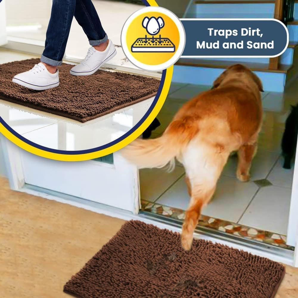 ® Shown on TV – Super Absorbent Door Mat Indoor, Microfiber Quick Dry Chenille Entryway Rug, Non-Slip Front Door Mat, Indoor Mats for Entryway, Machine Washable Pet Rug, Brown 24"X36"